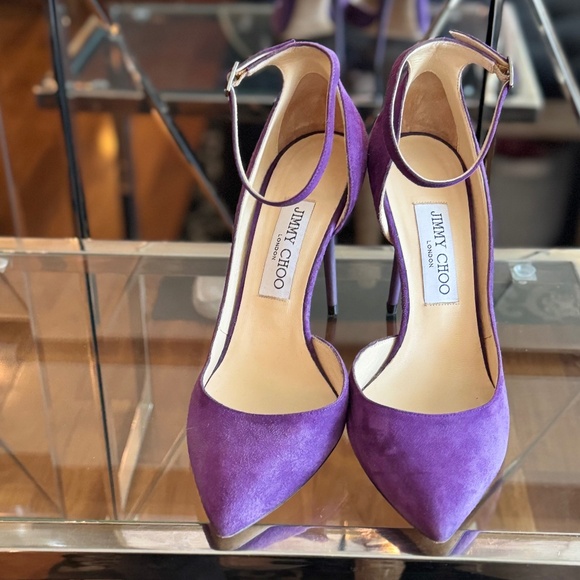 Jimmy Choo Lucy 100 / 38 Suede 153 BOHO Purple - Picture 3 of 9
